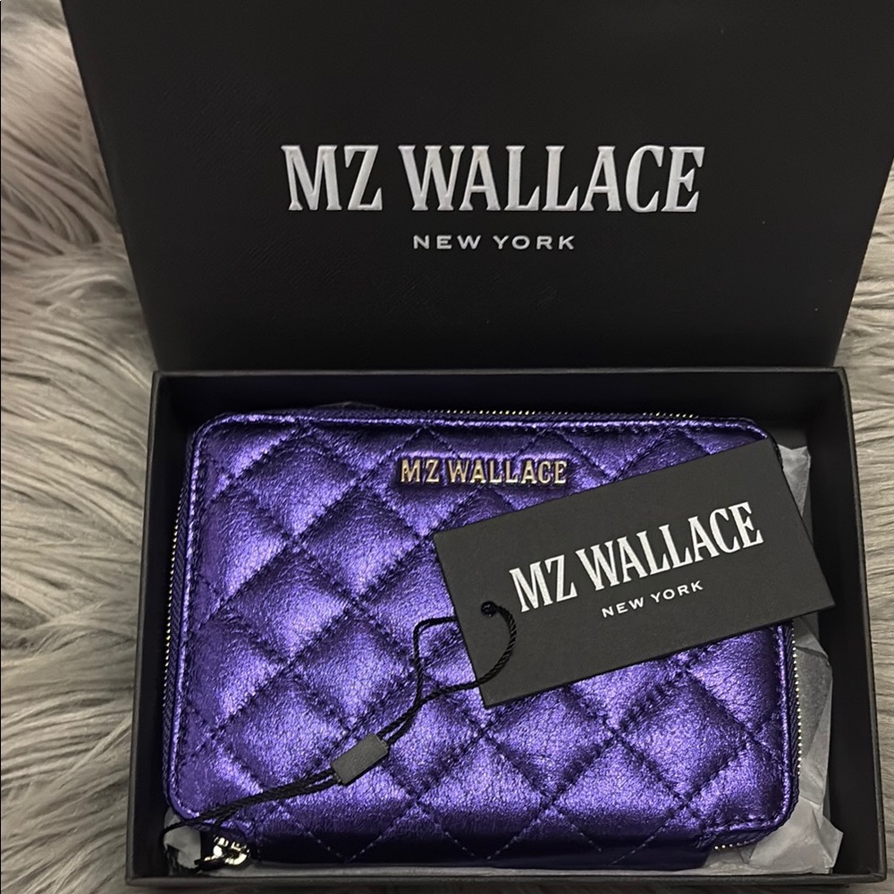 MZ Wallace LEATHER Purple Quilted Wallet